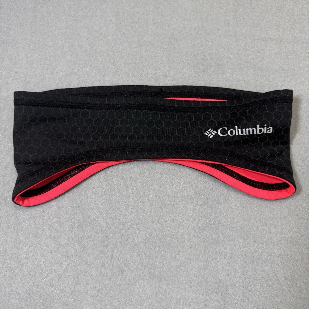 Columbia Fleece Headband Black Pink Stretch Winter Running Ear Warmer
